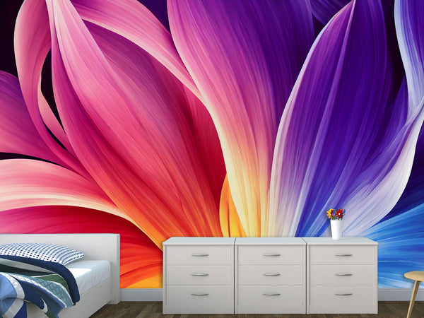 Non-Woven Photo Wallpaper For Bedroom, Living Room "Abstraction: Colorful Petals Of Energy"