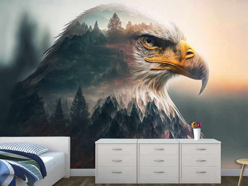Brutal Design For Hall Or Gym Vinyl Wallpaper Peel and Stick Motivational Wall Print For Bedroom "Free Eagle" 🦅