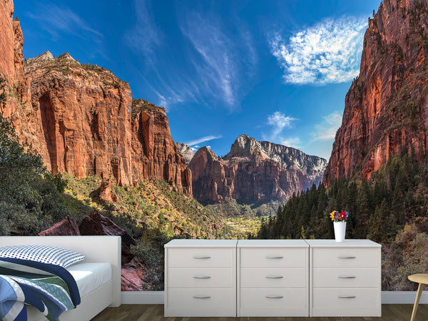 Ready-To-Use Non-Woven Photo Wallpaper "Zion Park Canyon" Desing For Bedroom Or Home Office