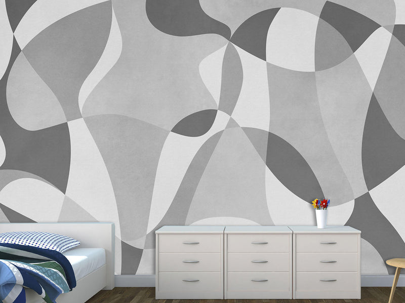Beige Mural In Calm Tones Wall Print Peel And Stick Wallpaper Art Print "Chaotic Lines" For Bedroom, Living Room, Home Desing 🌀