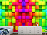 Non-Wowen Wallpaper "Multicolored cubes" – Large Wall art Wallpaper for living room