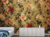 Floral Print Self-Adhesive Mural for Bedroom Decor, Living Room, or Kitchen – "Vintage Style Flower Composition
