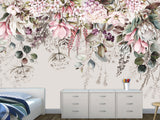 Floral Print Non-Woven Wallpaper – "Delicate Pink and White Flowers", Stylish Wall Mural for Home Interior