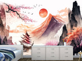 Non-Woven Wall Mural Art Print "Chinese Painting Style", Photo Wallpaper for Decorating Bedroom, Living Room 🖌️🌸