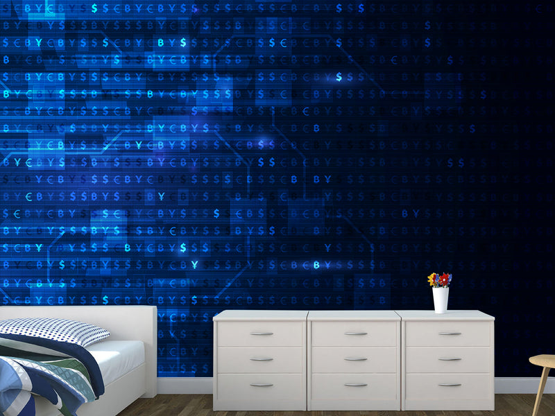 Bold Design For Office, Gaming Room Peel And Stick Wallpaper Full Wall Art Print For Home "Cryptocurrency Matrix" 💻