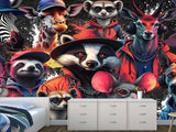 In Animalism Style Traditional Full Wall Wallpapers "Colorful Animals" For Office, Hall
