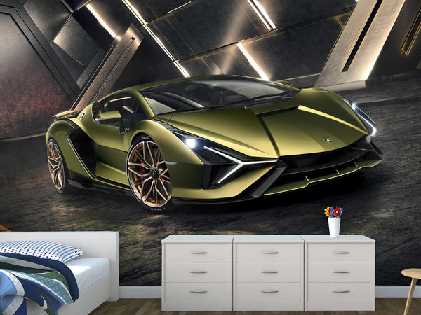 Peel and stick Wall Mural Inspired by LAMBORGHINI – Bold Wallpaper for Room, Garage or Gym