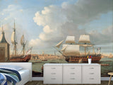 Vintage High-Quality Self-Adhesive Wall Murals for Living Room, Bedroom, and Home Office, In-House Production, Vintage Style "Sailing Era Sea Port"