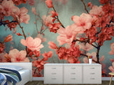 Floral Print 3D Non-Woven Photo Wallpaper for a Cozy Living Room or Bedroom – "Blooming Sakura"