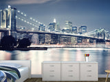 For the Stylish Home Peel and Stick Wall Mural Full Wall Landscape “Brooklyn Bridge at Night”