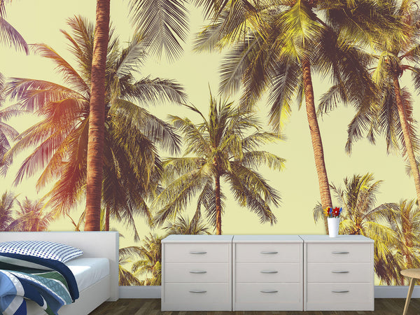 Self-Adhesive Wall Mural Print of Los Angeles Palm Trees for Living Room or Bedroom