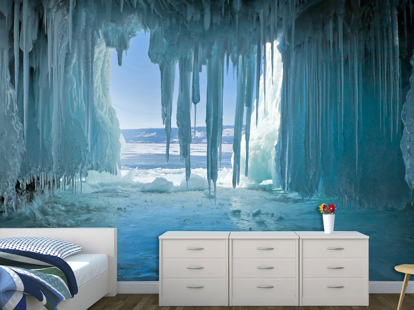 Non-Woven Photo Wallpaper for Home, Bedroom & Kitchen Unique design - Ice Cave Wall Mural