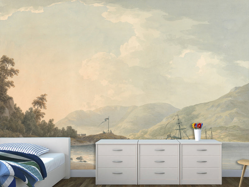Wall mural in the living room, Traditional wallpaper with John Warwick Smith - Approach to Belle Grange Park