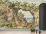 Non-Woven Art Wallpaper – “A Rocky Arch by a Stream” by Gherardo Cibo – Wall Mural for Living Room, Bedroom & Office