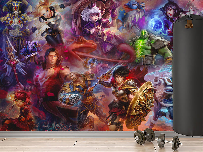 Premium Non-Woven Eco-Friendly Wall Murals – "Characters in Their Glory" Anime Style for Office or Bedroom