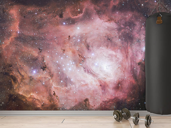 Non-Wowen Wall Mural Bedroom Wall Mural – "Stars In Purple Mist" Dreamy Galaxy Design