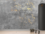 Traditional Full Wall Mural – Concrete and Gold Abstract Wall Design for Gym or Office