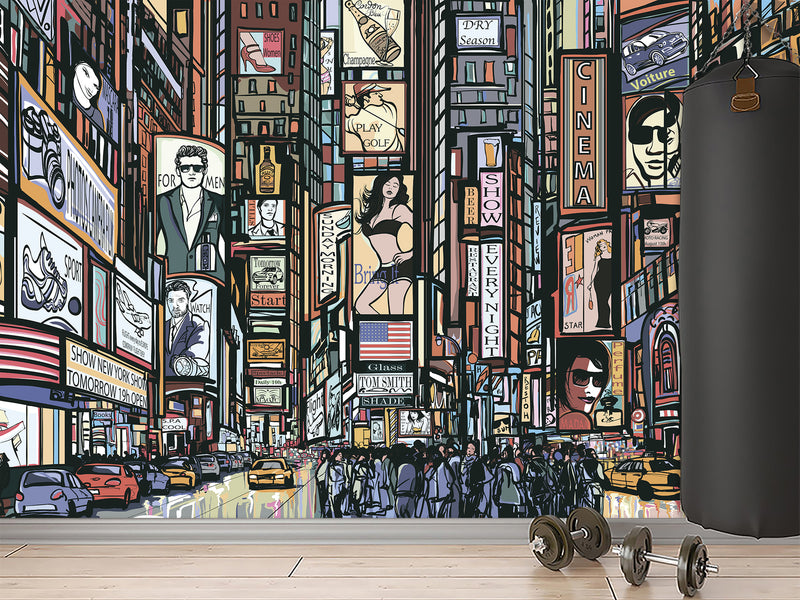 Comic Style Accent Wall Self-adhesive Photo Wallpaper 3D Wallpaper for Bedroom Ready with “New York” Design🌆