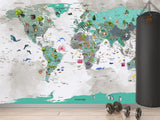 Peel and Stick Oracal film with the pattern “Children's map of the world”, decor for children's room