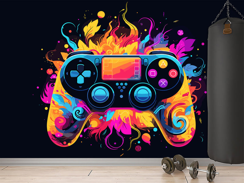 Self-Adhesive Eco-Friendly Wallpaper for Bedroom, Kids’ Room, or Playroom – "Colorful Gamepad"