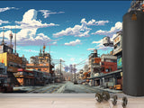 Modern Self-Adhesive Wallpaper – "Anime-Style City" Art Design for Bedroom or Living Room