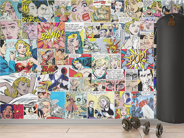 Wall mural 3D self-adhesive in the bedroom, kitchen, hall “Pop art comic”