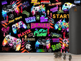 Modern Vibrant Vinyl Wallpaper Peel and Stick “Adrenaline of Victory” – Perfect for Video Game Lovers, Bedroom, Living Room, and Kids’ Room Desing