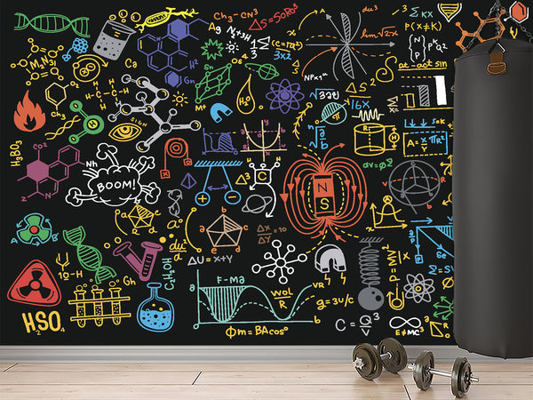 Vinyl Wallpaper Peel and Stick Full-Wall Photo Mural – In-House Production – "Science and Experiments" Perfect Desing for Bedroom,Living Room, or Kids’ Room