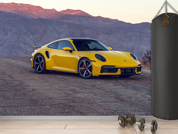Peel and Stick Mural All Wall Wallpaper Sport Car Wall Art – 3D Porsche Self-Adhesive Wallpaper Decal for Bedroom, Kitchen, or Lounge
