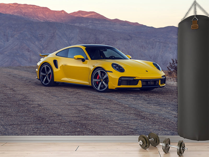 Peel and Stick Mural All Wall Wallpaper Sport Car Wall Art – 3D Porsche Self-Adhesive Wallpaper Decal for Bedroom, Kitchen, or Lounge
