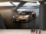 Premium Non-Woven Wallpaper for Teen Room - Lamborghini Aventador Gold 3D Wall Mural