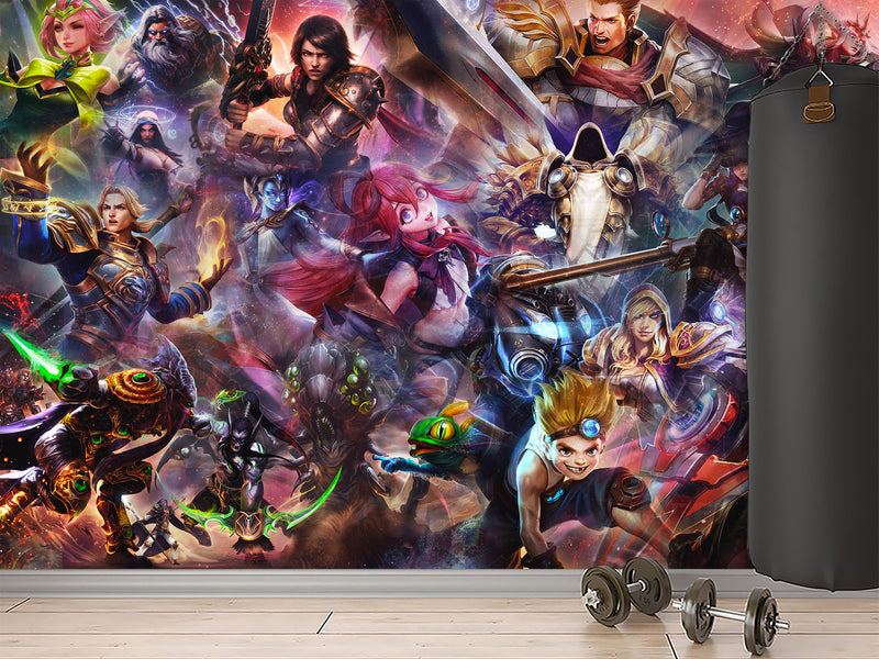 Non-Toxic, Child-Safe Traditional Wall Mural – "Heroes with Magical Powers" Anime Theme for Bedroom or Office