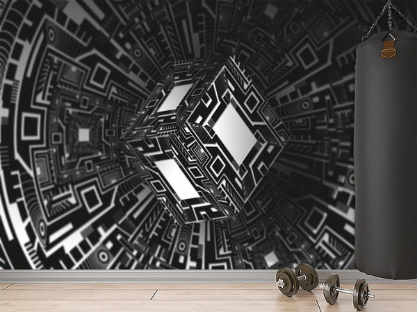 Stylish Design Non-Woven Wallpaper For Office, Hall, Living Room "Cube" 🔲