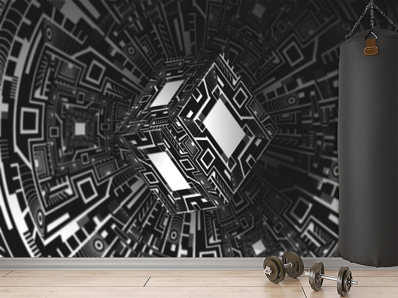 Stylish Design Non-Woven Wallpaper For Office, Hall, Living Room "Cube" 🔲