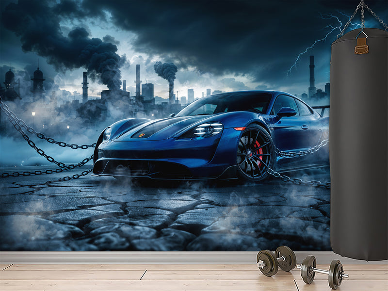 Peel and Stick Mural Sport Car Wall Art Full Wall Decor for Gym, Office, or Bedroom - ‘Storm of Speed’