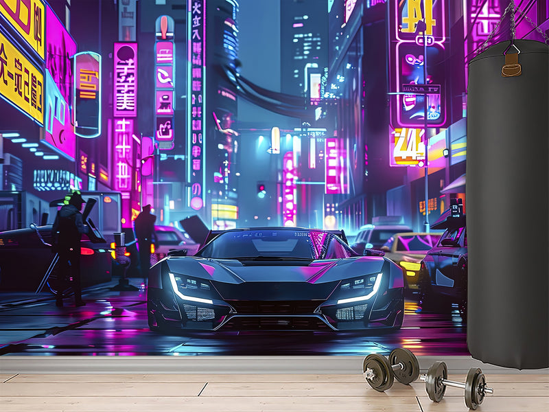 Traditional Neon Wallpaper – Urbanism "City of the Future" for Gaming Zone, Office, Living Room 🌆