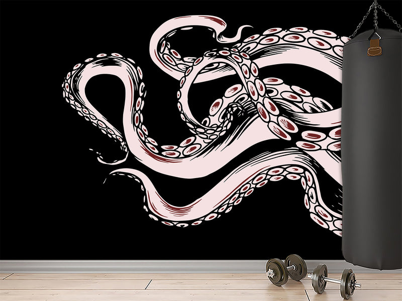 Ocean Theme Self-Adhesive Wallpaper for Gym, Office, Bedroom – "Octopus Tentacles: Breath of the Abyss"