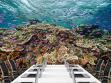 3D Non-Woven Wall Mural With Marine Print – “School Of Fish Among Corals” For Office & Room Desing