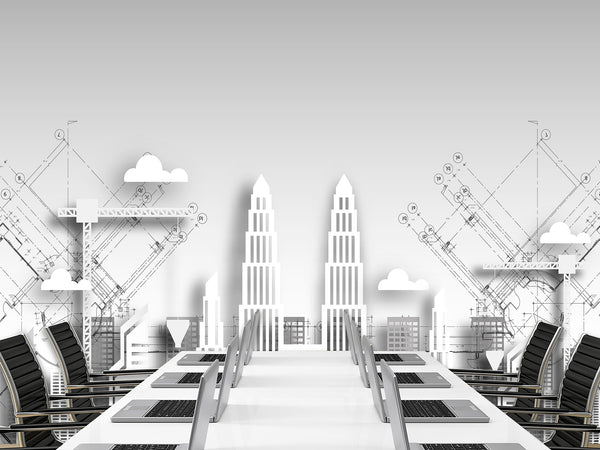 Non-Woven Full Wall Mural Wallpaper Minimalist Architecture-Inspired Wall Mural – Conceptual Design for Office or Workspace