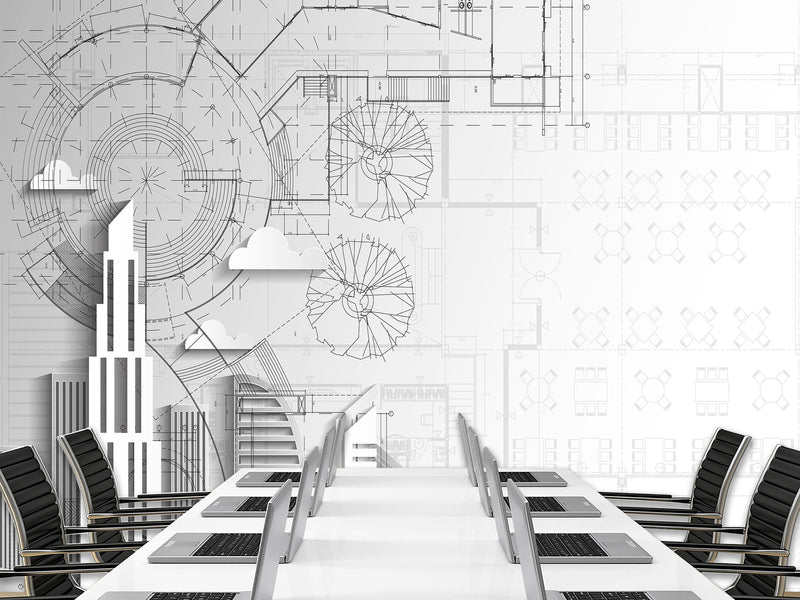 Traditional wallpaper wall art “City drawing" Wallpaper for Bedroom or Living Room