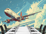 Peel and Stick Mural All Wall Eco-Friendly Materials For Living Room, Office "Airplane In The Blue Sky"