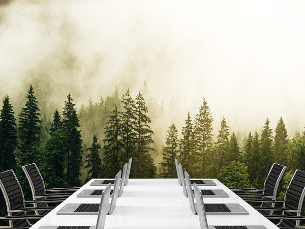 Self-adhesive wallpaper "Misty Mountain Landscape", perfect for adding a serene and stylish touch to your living room, office, or home workspace.