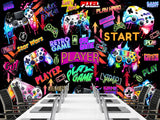 Modern Vibrant Vinyl Wallpaper Peel and Stick “Adrenaline of Victory” – Perfect for Video Game Lovers, Bedroom, Living Room, and Kids’ Room Desing