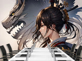 Traditional Anime-Style Wall Mural – "Samurai Girl" for Office or Living Room, Non-Woven Wallpaper