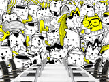 Peel & Stick Wall Mural for Office or Bedroom, Kids Room  – 'Busy Cats' Unique Wall Print