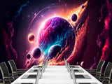 Self-Adhesive Vinyl Wallpaper Print for Office or Bedroom Planetary Dance in the Galaxy Peel & Stick Mural
