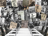 Peel and Stick Mural for Gym, Living Room, Workshop – "Gangsters and Mafia" Vintage-style Wallpaper Featuring Images of Crime Bosses