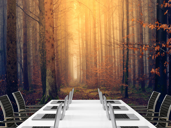 Modern Self-Adhesive Wallpaper "Autumn Forest" — Art Print for Office, Study, and Living Room