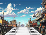 Modern Self-Adhesive Wallpaper – "Anime-Style City" Art Design for Bedroom or Living Room