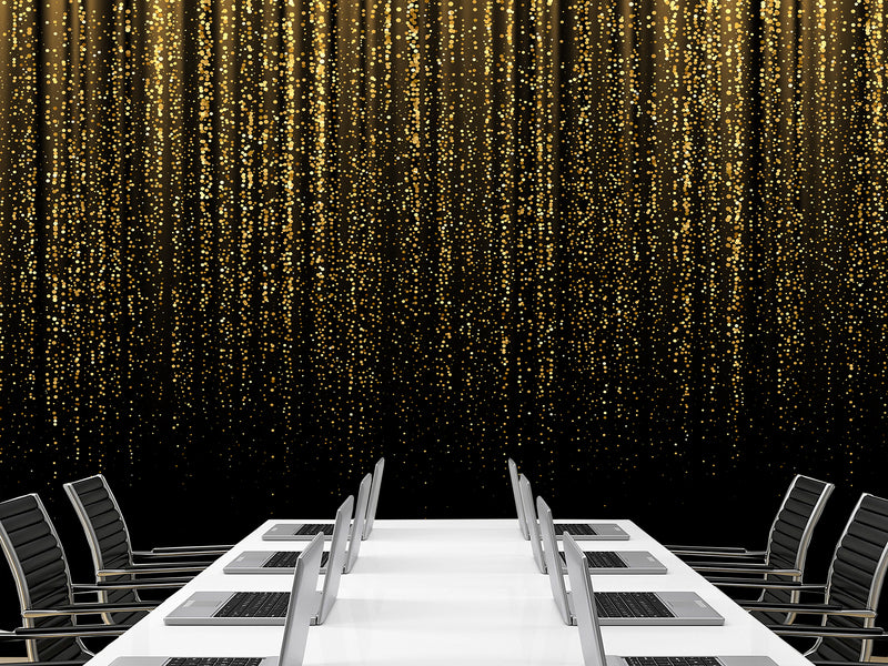 Peel and Stick Vinyl Wallpaper for Living Room or Hallway Golden Rainfall Art Full Wall Mural